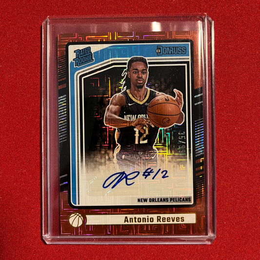 Antonio Reeves #281 2024 Panini Donruss Rated Rookie (Choice Red) Sticker Auto 35/99