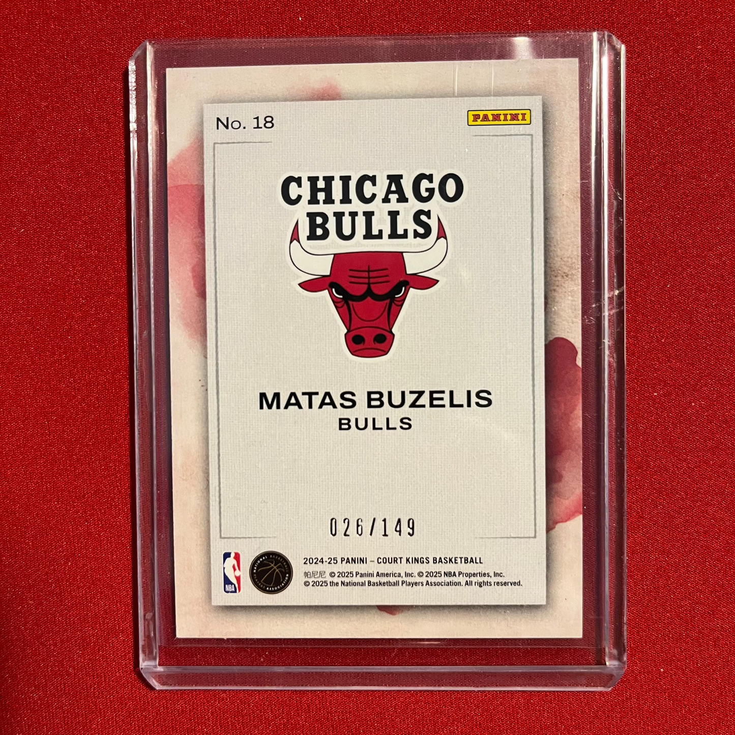 Matas Buzelis #18 2024-25 Panini Court Kings Water Color (Ruby) 26/149