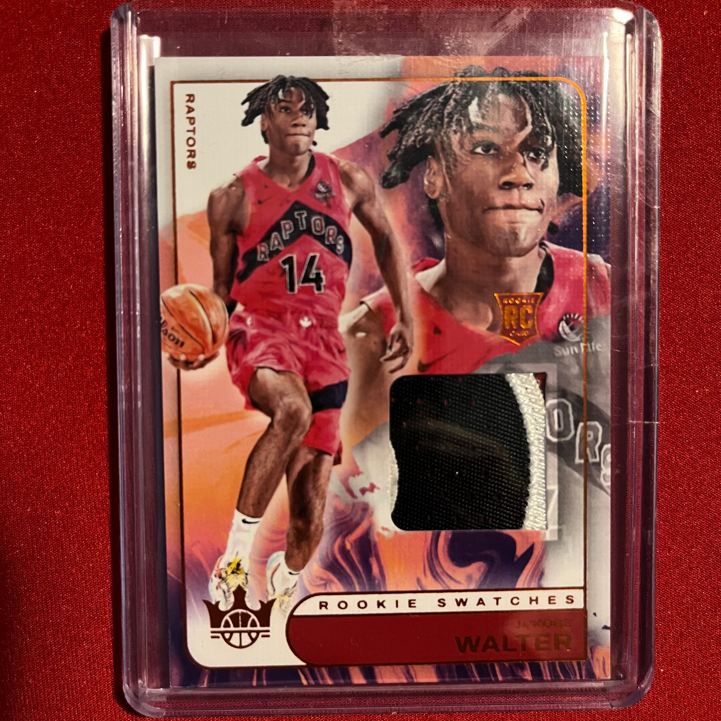 Ja'Kobe Walter #RJS-JKW 2024-25 Panini Court Kings Rookie Swatches (Amber) 25/49