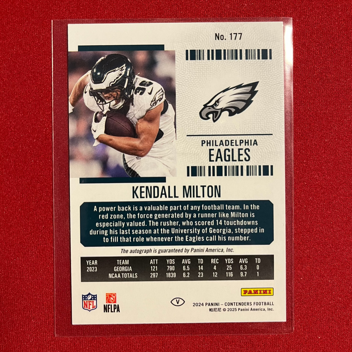Kendall Milton #177 2024 Panini Contenders Rookie Ticket Sticker Auto