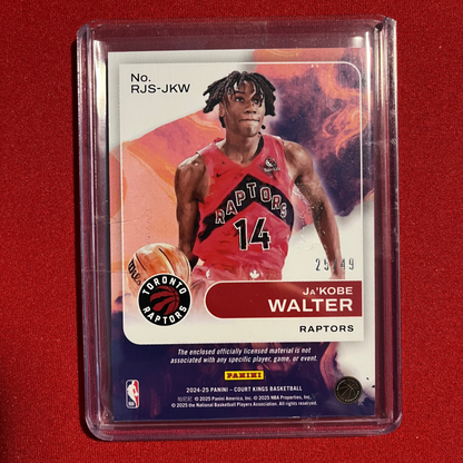 Ja'Kobe Walter #RJS-JKW 2024-25 Panini Court Kings Rookie Swatches (Amber) 25/49