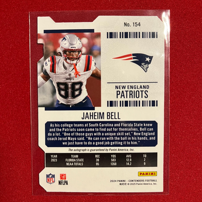 Jaheim Bell #154 2024 Panini Contenders Rookie Ticket (Die-cut) Sticker Auto 81/88
