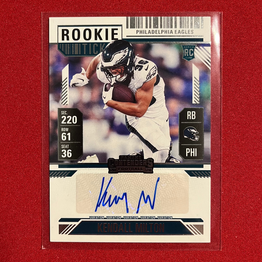 Kendall Milton #177 2024 Panini Contenders Rookie Ticket Sticker Auto